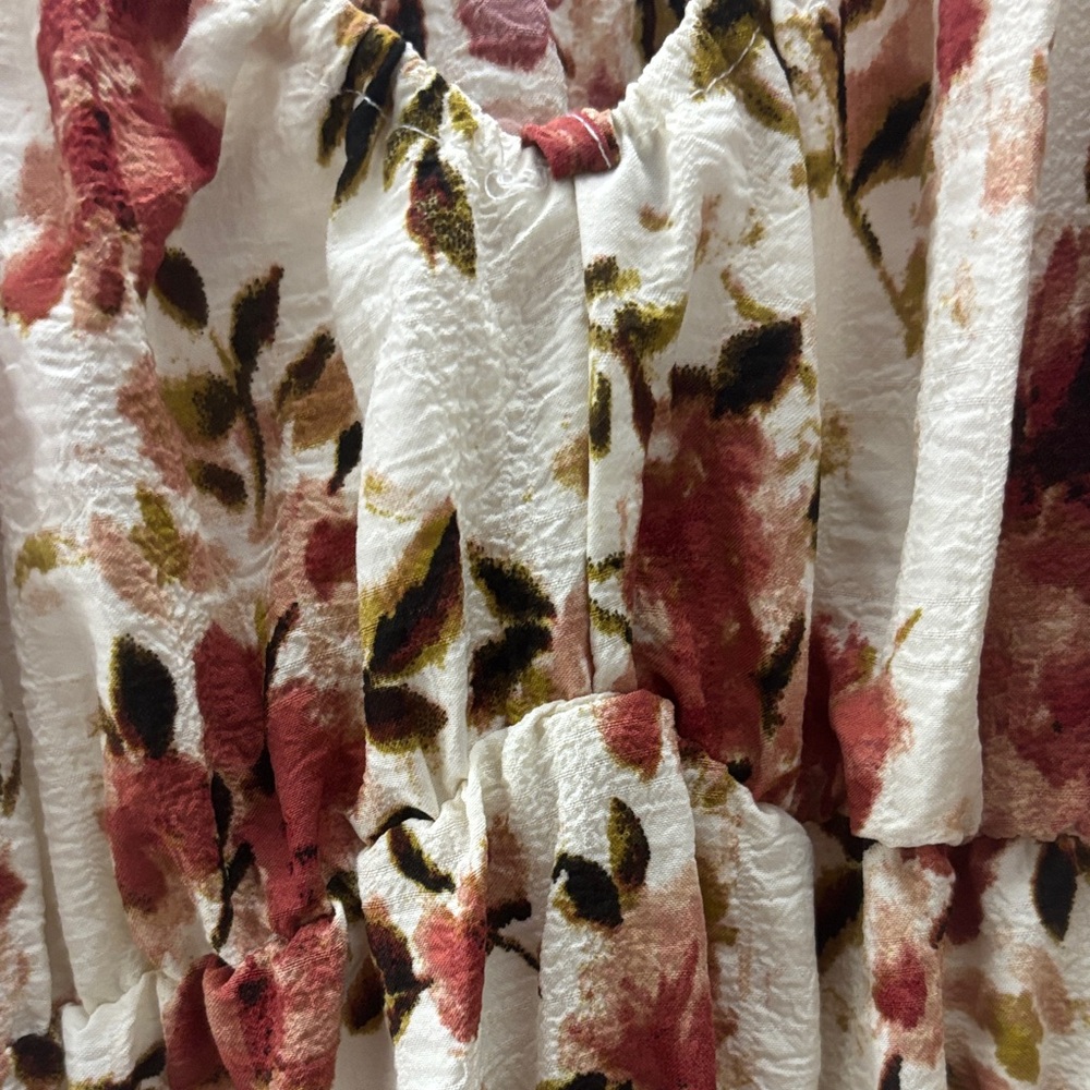 Floral Dress - Red and Cream - Picture 2 of 2